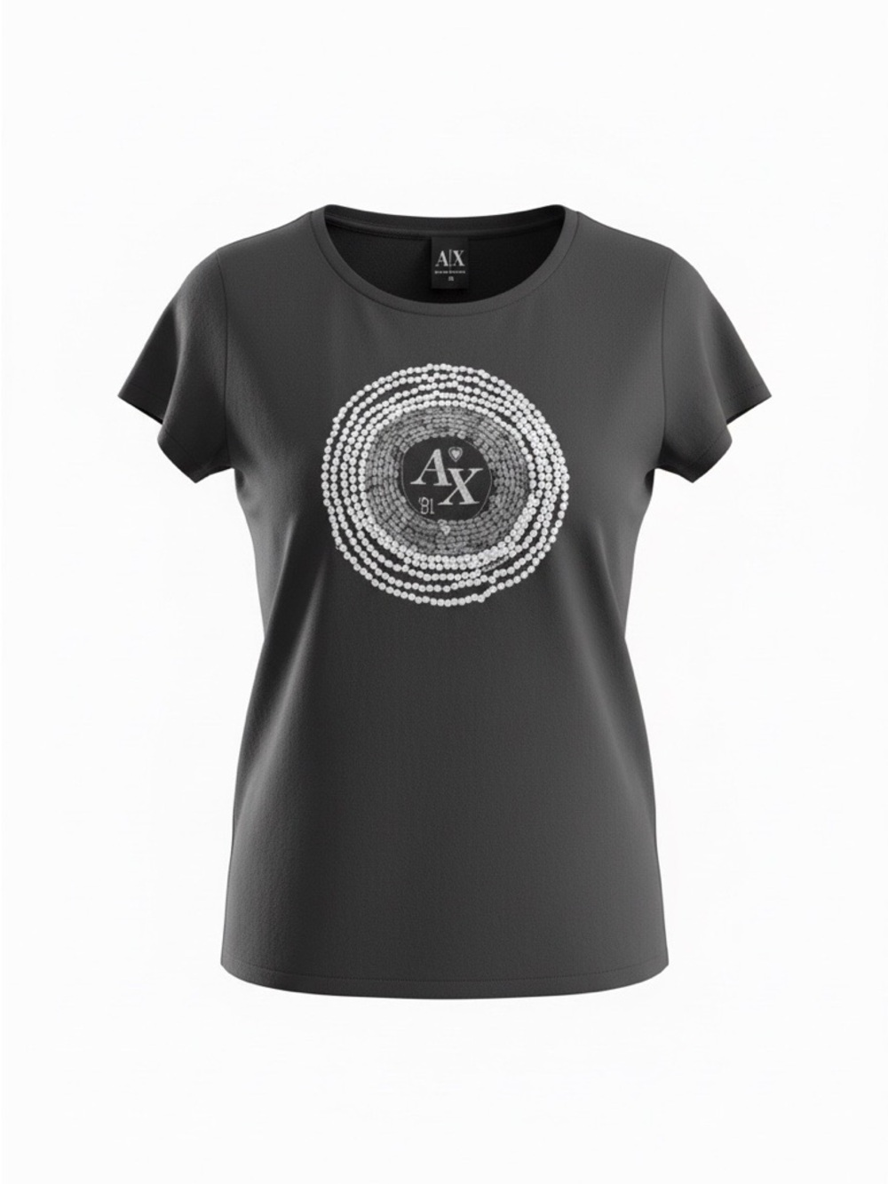 A|X Armani Exchange Black Short-Sleeve Tee with Circular Logo